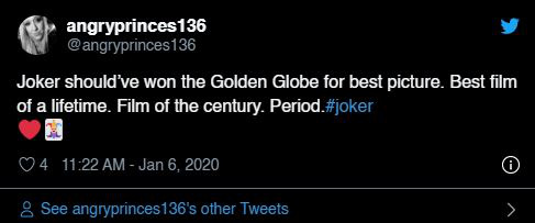 Quả cầu v&agrave;ng 2020: Fan &ldquo;cay c&uacute;&rdquo; khi Joker để tuột giải v&agrave;o tay một bộ phim c&ograve;n chưa c&ocirc;ng chiếu - Ảnh 2.