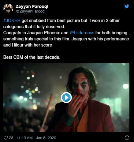 Quả cầu v&agrave;ng 2020: Fan &ldquo;cay c&uacute;&rdquo; khi Joker để tuột giải v&agrave;o tay một bộ phim c&ograve;n chưa c&ocirc;ng chiếu - Ảnh 3.