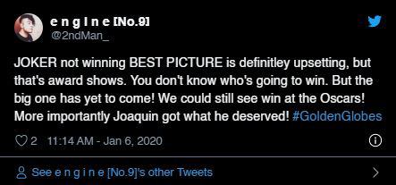 Quả cầu v&agrave;ng 2020: Fan &ldquo;cay c&uacute;&rdquo; khi Joker để tuột giải v&agrave;o tay một bộ phim c&ograve;n chưa c&ocirc;ng chiếu - Ảnh 10.