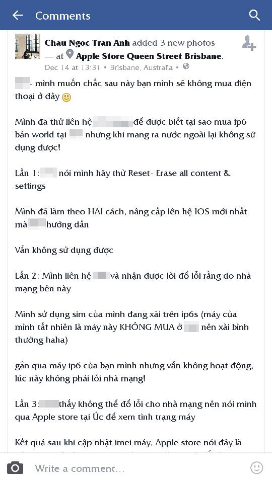 Một khách hàng bức xúc vì gặp tình trạng tương tự.