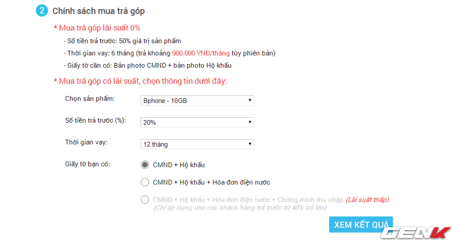 
Ch&iacute;nh s&aacute;ch mua trả g&oacute;p d&agrave;nh cho Bphone

