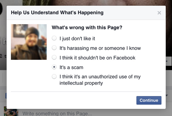 Cuối cùng, hãy chọn dòng đầu tiên để gửi ngay báo cáo tới Facebook.