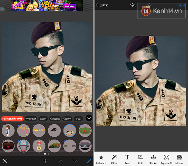 Tiếp tục tuỳ chỉnh đến áo.
