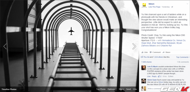 Theo thông tin, tấm ảnh này được chụp bằng máy Nikon D90, chụp ở tốc độ 1/1.600 giây và khẩu độ F/2.8.