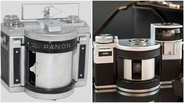 KMZ Horizon (phải) mang nặng ý tưởng từ Panon Widelux (trái).