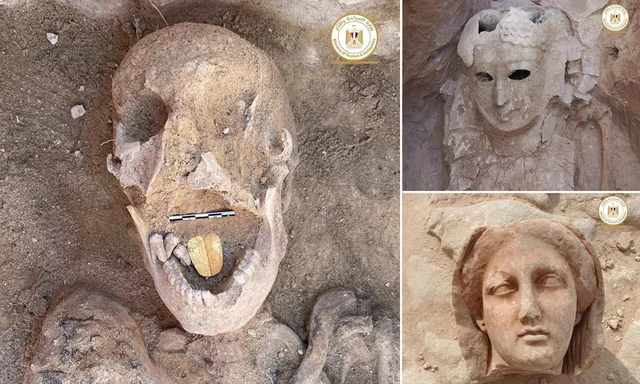 Các nhà khảo cổ học vừa phát hiện ra hai ngôi mộ Ai Cập cổ đại chứa xác ướp 2.500 tuổi có lưỡi bằng vàng - Ảnh 3. Các nhà khảo cổ học vừa phát hiện ra hai ngôi mộ Ai Cập cổ đại chứa xác ướp 2.500 tuổi có lưỡi bằng vàng - Ảnh 3.