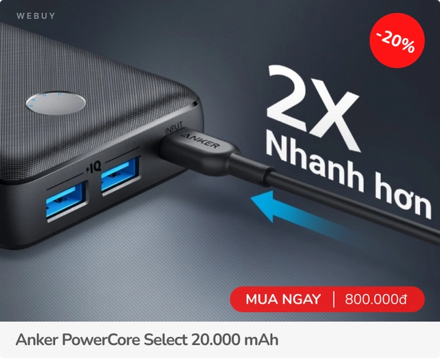 Đi du lịch mà bạn bè hay quên sạc, sắm ngay pin dự phòng 20.000 mAh đa cổng giá từ 219k này - Ảnh 6. Đi du lịch mà bạn bè hay quên sạc, sắm ngay pin dự phòng 20.000 mAh đa cổng giá từ 219k này - Ảnh 6.