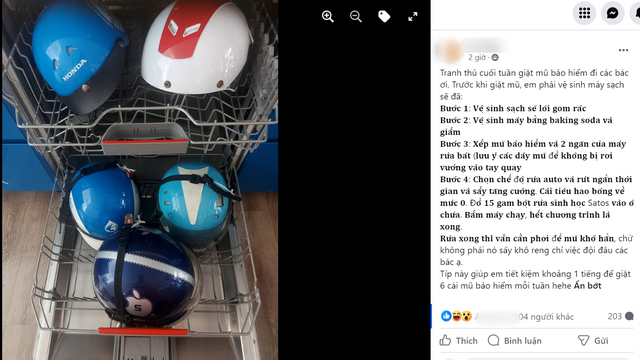 Tranh cãi chuyện giặt mũ bảo hiểm bằng máy rửa bát: Người ủng hộ, người lại thấy “rùng mình”- Ảnh 4. Tranh cãi chuyện giặt mũ bảo hiểm bằng máy rửa bát: Người ủng hộ, người lại thấy “rùng mình”- Ảnh 4.