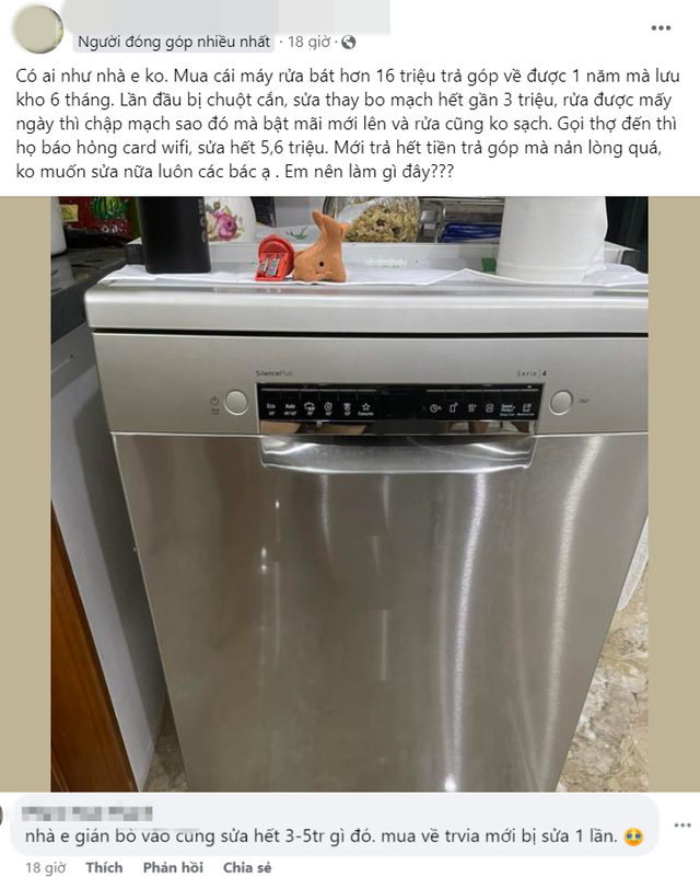 Vung tiền triệu mua m&aacute;y rửa b&aacute;t để &ldquo;nu&ocirc;i&rdquo; chuột, gi&aacute;n: Nhiều người than trời v&igrave; sửa v&agrave;i lần tốn ngang mua mới- Ảnh 1.