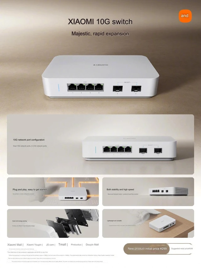Xiaomi ra mắt switch chia mạng: Tốc độ lên đến 2.5Gbps, cổng quang SFP 10Gbps, giá từ 462.000 đồng- Ảnh 5. Xiaomi ra mắt switch chia mạng: Tốc độ lên đến 2.5Gbps, cổng quang SFP 10Gbps, giá từ 462.000 đồng- Ảnh 5.