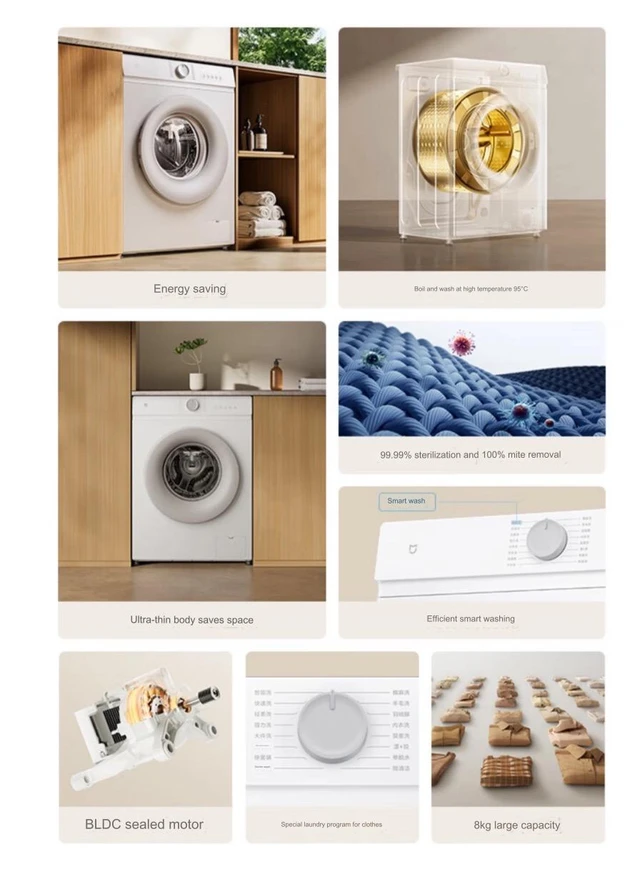 Xiaomi ra mắt máy giặt cửa trước 8Kg: Giặt nước nóng diệt khuẩn 99.99%, giá 3.6 triệu đồng- Ảnh 2. Xiaomi ra mắt máy giặt cửa trước 8Kg: Giặt nước nóng diệt khuẩn 99.99%, giá 3.6 triệu đồng- Ảnh 2.