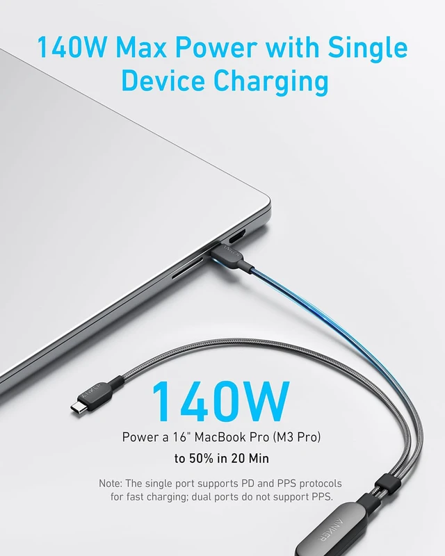 Anker ra mắt cáp sạc USB-C 2 đầu: Sạc hai thiết bị cùng lúc, công suất tối đa tới 140W- Ảnh 3. Anker ra mắt cáp sạc USB-C 2 đầu: Sạc hai thiết bị cùng lúc, công suất tối đa tới 140W- Ảnh 3.
