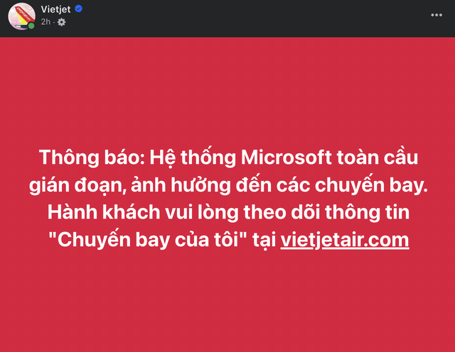 Vietjet Air bị ảnh hưởng bởi sự cố "màn hình xanh", hàng loạt chuyến bay bị delay- Ảnh 1. Vietjet Air bị ảnh hưởng bởi sự cố "màn hình xanh", hàng loạt chuyến bay bị delay- Ảnh 1.