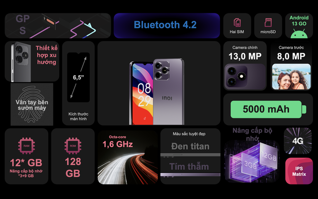 INOI ra mắt 2 điện thoại A34 Adventure v&agrave; A54 Spectre mới, gi&aacute; từ 1.99 triệu, c&oacute; 4G đ&oacute;n đầu cắt s&oacute;ng 2G- Ảnh 5.