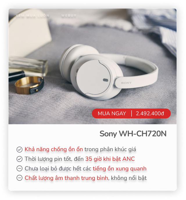 8 tai nghe không dây chụp tai tốt nhất 2024: Đồ Sony 4 năm tuổi vẫn được khen toàn diện, Bose chống ồn "đỉnh" chưa ai bằng- Ảnh 5. 8 tai nghe không dây chụp tai tốt nhất 2024: Đồ Sony 4 năm tuổi vẫn được khen toàn diện, Bose chống ồn "đỉnh" chưa ai bằng- Ảnh 5.