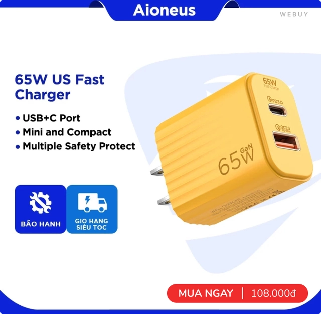 7 củ sạc nhanh 65W nhiều cổng mà giá siêu rẻ từ 100.000đ, có cả hãng lớn Baseus, Ugreen...- Ảnh 1. 7 củ sạc nhanh 65W nhiều cổng mà giá siêu rẻ từ 100.000đ, có cả hãng lớn Baseus, Ugreen...- Ảnh 1.