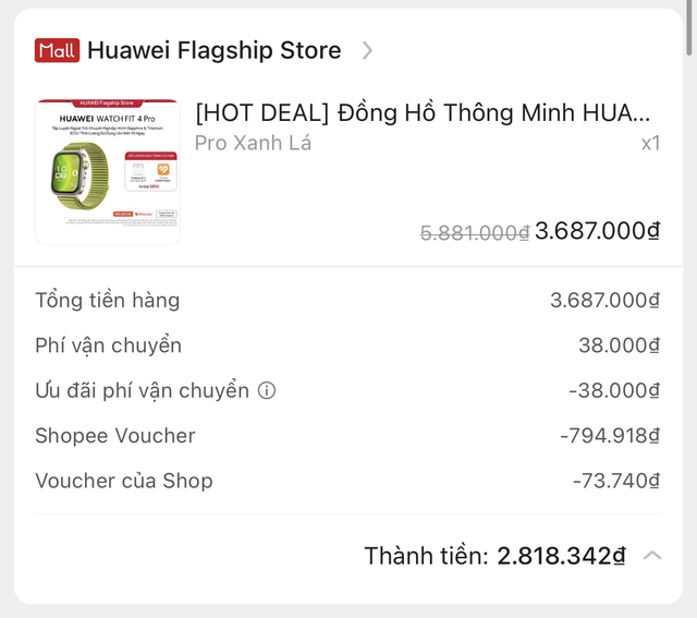 Đồng hồ Huawei từng gi&aacute; gần 6 triệu nay sale c&ograve;n chưa tới 3 triệu: Watch Fit 4 Pro đang rẻ bất thường dịp Tết - Ảnh 1.
