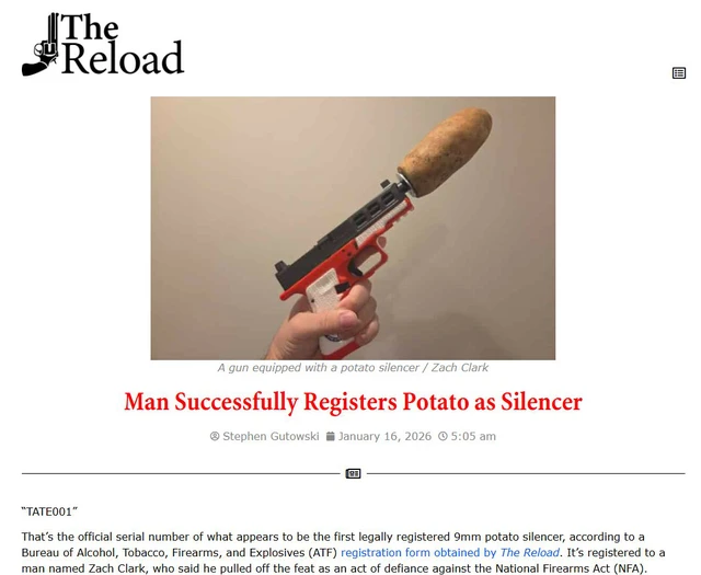 Chuyện thật như đùa tại Mỹ: Củ khoai tây được chính phủ cấp phép trở thành nòng giảm thanh súng 9mm - Ảnh 1.