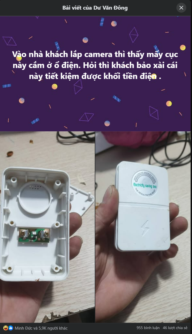 Giờ n&agrave;y vẫn c&oacute; người tin l&agrave; c&oacute; cục cắm v&agrave;o th&igrave; tiết kiệm điện! - Ảnh 1.