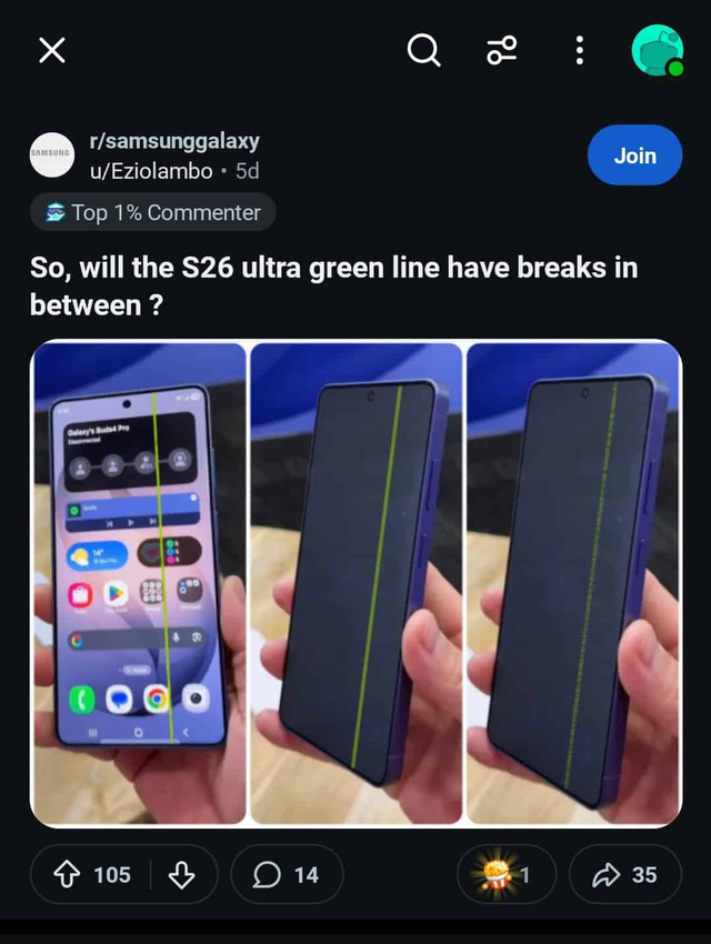 Dân mạng truyền nhau tấm ảnh S26 Ultra vừa bán đã dính "sọc màn hình", sự thật thế nào? - Ảnh 1.