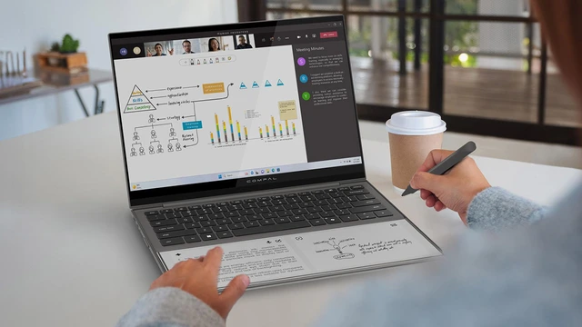 Compal AI Book: Mẫu laptop tích hợp màn hình phụ Kaleido 3 như máy đọc sách ở phần kê tay - Ảnh 3.