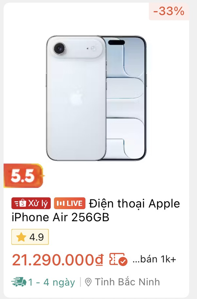 Từng c&oacute; gi&aacute; ngang iPhone 17 Pro, iPhone Air giờ "sập gi&aacute;" c&ograve;n 21 triệu đồng - Ảnh 1.