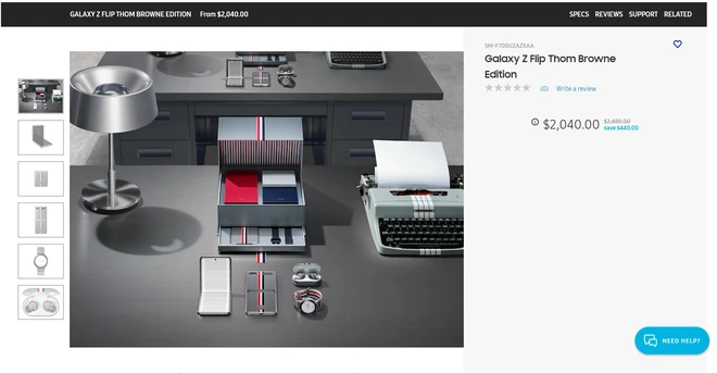 Galaxy Z Flip bản đặc biệt Thom Browne sẽ c&oacute; gi&aacute; 2480 USD, gần gấp đ&ocirc;i so với bản thường - Ảnh 4.