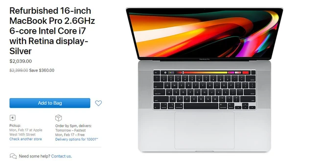 Apple vừa đưa MacBook Pro 16 inch mới nhất v&agrave;o gian h&agrave;ng refurbished, gi&aacute; b&aacute;n giảm gần 400 USD - Ảnh 1.