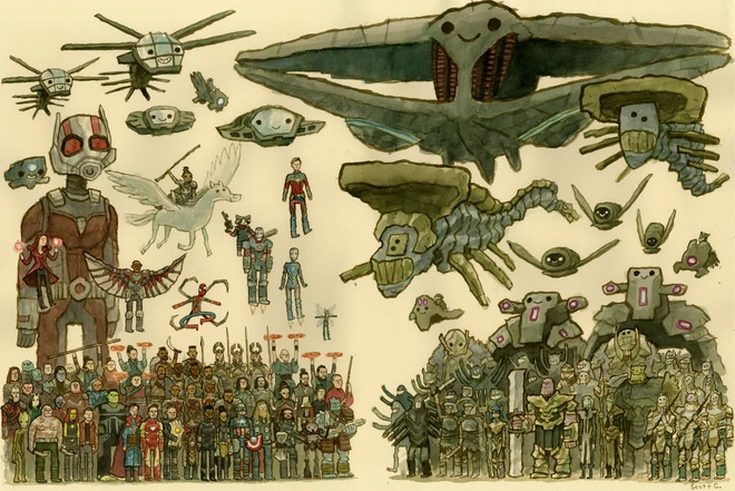 Anh họa sĩ d&agrave;nh 45 tiếng để vẽ bức tranh Endgame si&ecirc;u to khổng lồ: Ai cũng mỉm cười th&acirc;n thiện chứ kh&ocirc;ng đ&aacute;nh nhau t&aacute;n loạn như tr&ecirc;n phim - Ảnh 1.