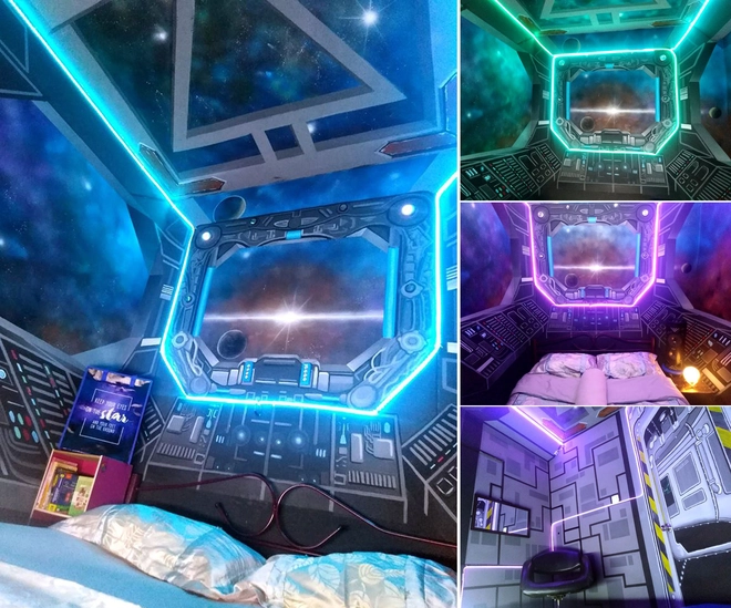 Kh&eacute;o tay hay l&agrave;m: Anh họa sĩ h&ocirc; biến căn ph&ograve;ng th&agrave;nh khoang t&agrave;u vũ trụ cho con g&aacute;i chơi khi ở nh&agrave; tr&aacute;nh Covid-19 - Ảnh 10.