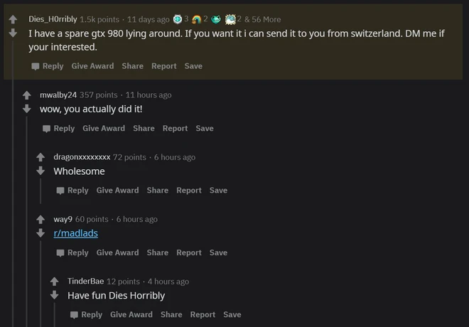 Ấm l&ograve;ng m&ugrave;a dịch: Game thủ người &Yacute; ph&agrave;n n&agrave;n bị hỏng GPU trong những ng&agrave;y c&aacute;ch ly, được người lạ tặng ngay một chiếc kh&aacute;c - Ảnh 2.