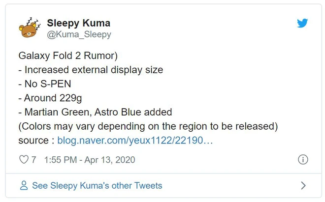 Xuất hiện th&ecirc;m những chi tiết lộ mới về Galaxy Fold 2: kh&ocirc;ng c&oacute; b&uacute;t S Pen, nhẹ hơn tới 15%, m&agrave;n rộng hơn - Ảnh 2.