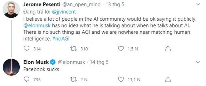 Bị gi&aacute;m đốc AI của Facebook ch&ecirc; l&agrave; thiếu hiểu biết về tr&iacute; tuệ nh&acirc;n tạo, Elon Musk đ&aacute;p trả kiểu c&atilde;i c&ugrave;n: Facebook dở ẹc - Ảnh 1.