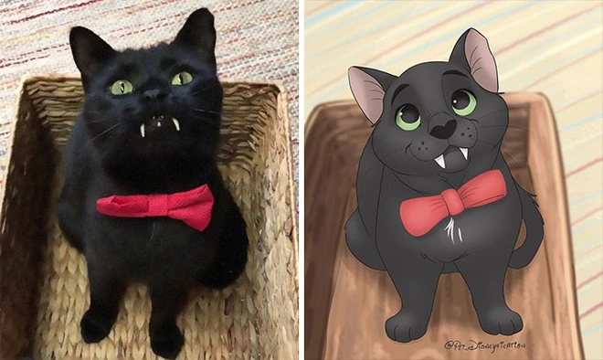 C&ocirc; họa sĩ t&agrave;i năng h&ocirc; biến m&egrave;o cưng th&agrave;nh những bức tranh minh họa tuyệt đẹp đậm chất Disney - Ảnh 1.