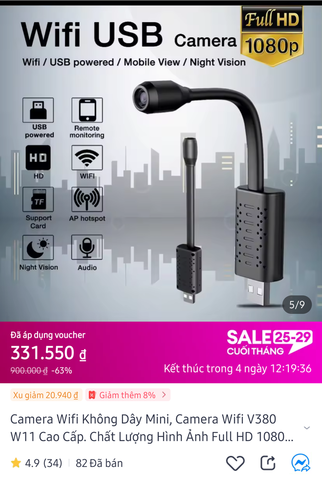 Lướt chợ mạng thấy quá trời camera mini, camera gắn củ sạc, máy báo cháy có thể bị lợi dụng để quay lén- Ảnh 13. Lướt chợ mạng thấy quá trời camera mini, camera gắn củ sạc, máy báo cháy có thể bị lợi dụng để quay lén- Ảnh 13.