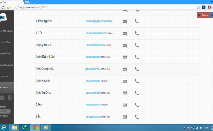 Nhắn tin SMS ngay từ máy tính dành cho điện thoại Android