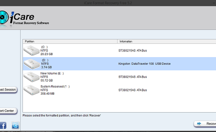 Phục hồi dữ liệu xóa nhầm với iCare Format Recovery Pro