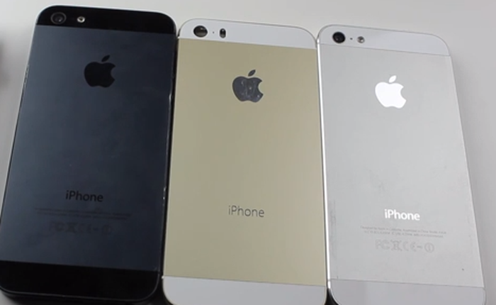 Soi độ bền vỏ iPhone 5S màu rượu sâm panh bằng dao và tiền xu