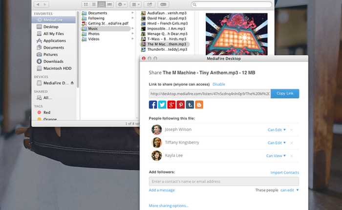 MediaFire cho phép đồng bộ dữ liệu qua internet