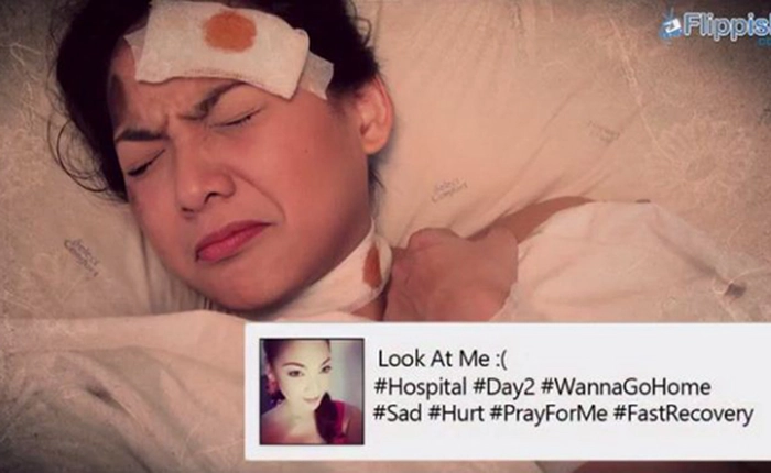 Tai nạn bể đầu vẫn cố chụp ảnh 'tự sướng' khoe lên mạng