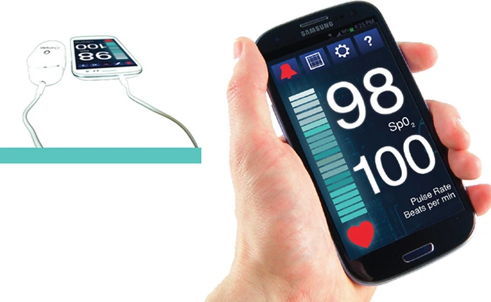 iOximeter - thiết bị đo độ bão hòa Oxy trong máu, kết nối với smartphone qua cổng headphone