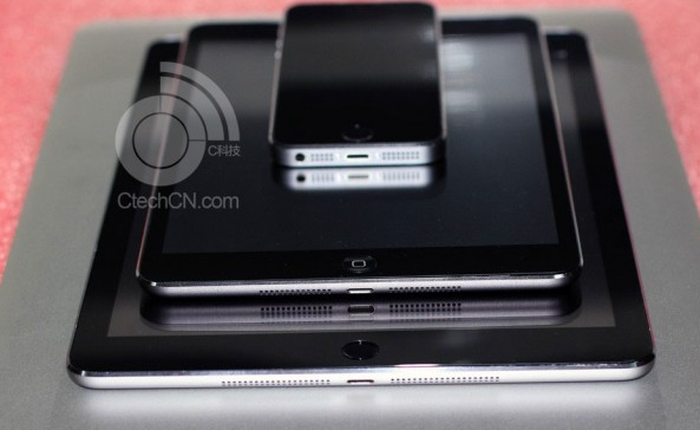 Bộ ba iPhone 5s, iPad mini 2 và iPad 5 cùng so dáng trong ảnh chụp thực tế