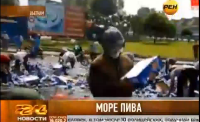 Đài truyền hình Nga đăng tải video vụ "cướp bia" đáng xấu hổ ở VN
