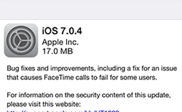 Apple phát hành iOS 7.0.4, hướng dẫn cập nhật và lưu ý