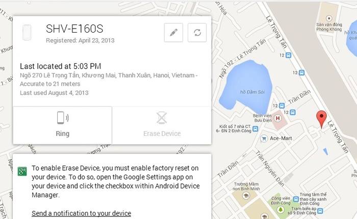 Đã có thể sử dụng dịch vụ chống trộm thiết bị Android của Google