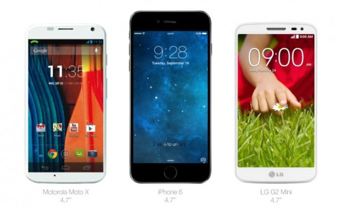 So kích thước iPhone 6 màn hình 4,7 inch cùng các bom tấn Android