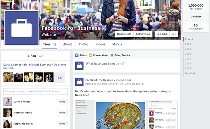 Facebook sẽ áp dụng thiết kế mới giống trang cá nhân cho các Fanpage