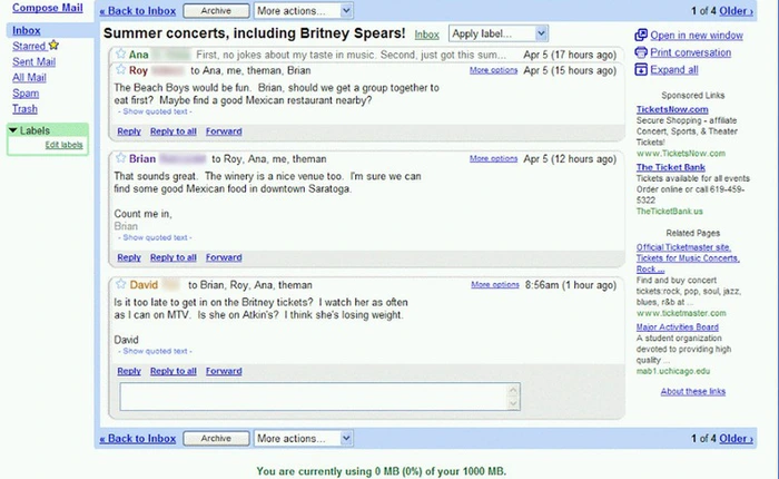 Nhìn lại giao diện trong 10 năm qua của Gmail