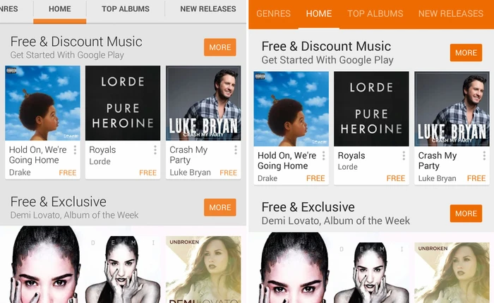 Rò rỉ giao diện Google Play Store 5.0 với ngôn ngữ thiết kế Material Design