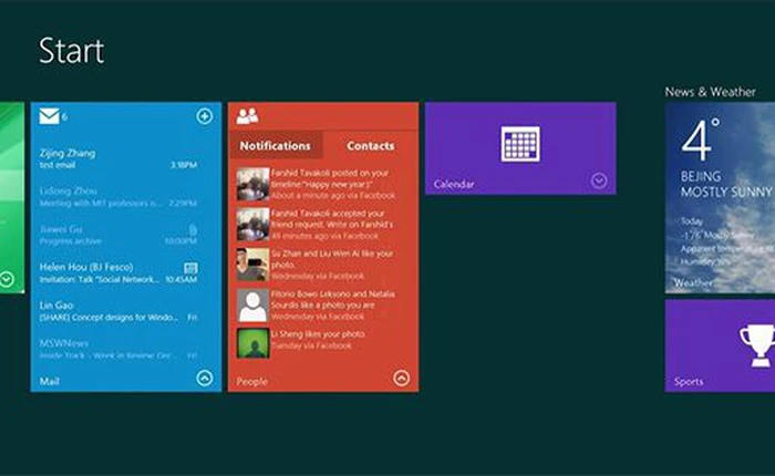 Windows 9 hỗ trợ Live Tile động và trung tâm thông báo?